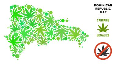 Telif ücretsiz esrar yaprakları kolaj Dominik Cumhuriyeti Haritası