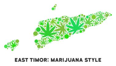 Telif ücretsiz kenevir yaprak mozaik Doğu Timor Haritası