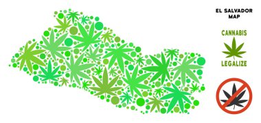 Telif ücretsiz kenevir yaprak kolaj El Salvador Haritası