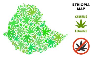 Telif ücretsiz esrar yaprakları mozaik Etiyopya Haritası