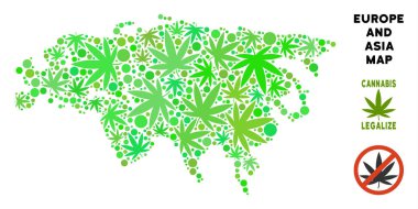 Telif ücretsiz esrar yaprakları mozaik Avrupa ve Asya harita