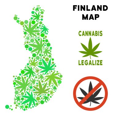 Telif ücretsiz kenevir yaprak kolaj Finlandiya Haritası