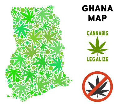 Telif ücretsiz kenevir yaprak kompozisyon Gana harita