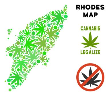 Telif ücretsiz esrar yaprakları mozaik Yunan Rodos Adası Haritası