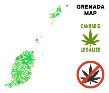 Telif ücretsiz esrar yaprakları stil Grenada harita