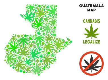 Telif ücretsiz esrar yaprakları mozaik Guatemala Haritası