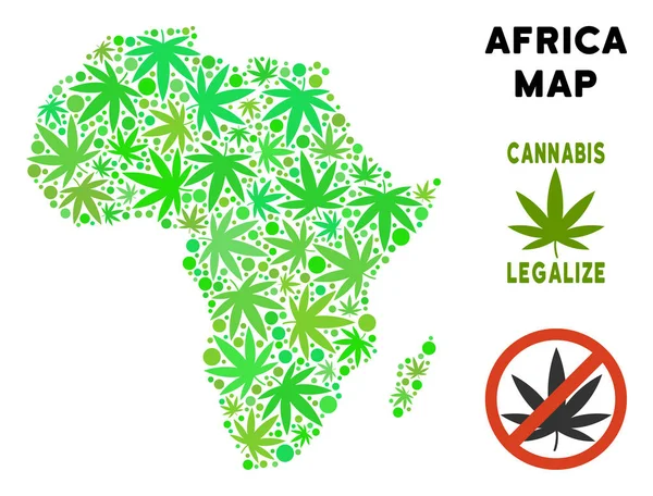 Carte de l'Afrique du Sud de feuilles de cannabis libres de droits — Image vectorielle
