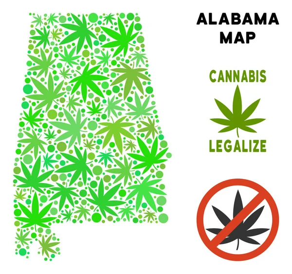 Telif ücretsiz esrar yaprakları mozaik Alabama Eyalet harita