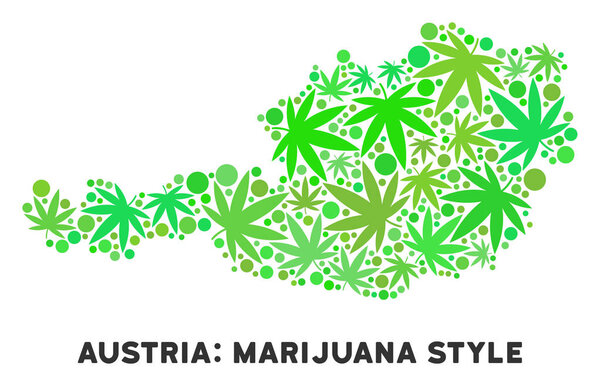 Royalty Free Marijuana Leaves Collage Austria Map