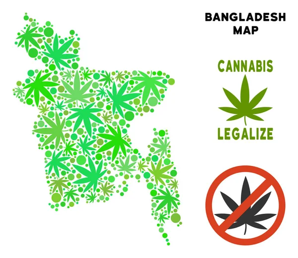 Telif ücretsiz esrar yaprakları kolaj Bangladeş Haritası
