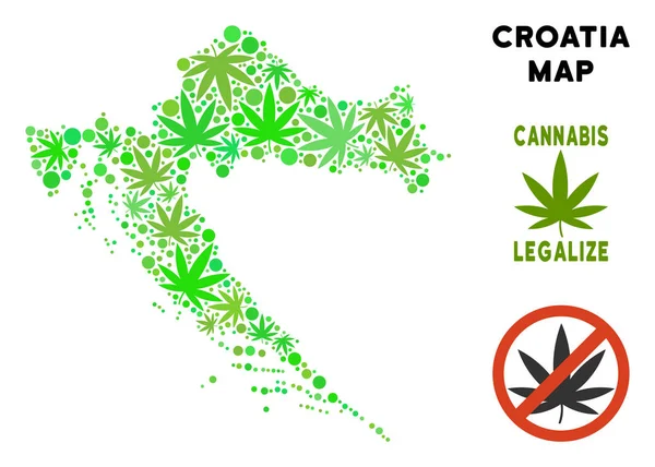 Telif ücretsiz kenevir yaprak kolaj Hırvatistan haritası