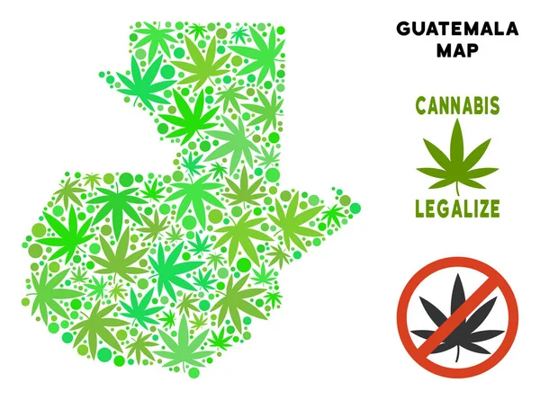 Telif ücretsiz esrar yaprakları mozaik Guatemala Haritası