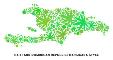 Telif ücretsiz kenevir yaprak mozaik Haiti ve Dominik Cumhuriyeti Haritası