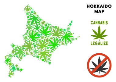 Telif ücretsiz esrar yaprakları mozaik Hokkaido Adası Haritası