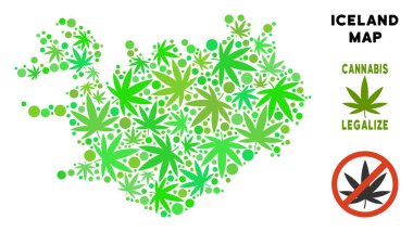 Telif ücretsiz kenevir yaprak mozaik İzlanda Haritası