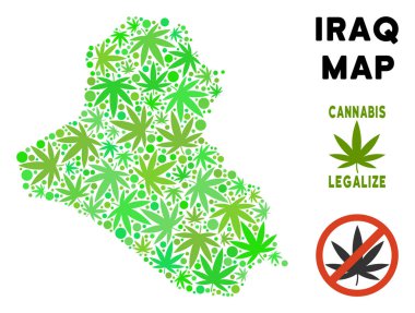 Telif ücretsiz esrar yaprakları kolaj Irak Haritası
