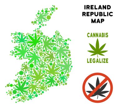 Telif ücretsiz esrar yaprakları kompozisyon İrlanda Cumhuriyeti harita