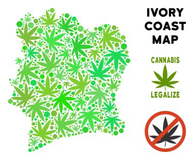 Telif ücretsiz kenevir yaprak mozaik Fildişi Sahili haritası