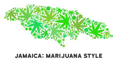 Telif ücretsiz kenevir yaprak kompozisyon Jamaika haritası