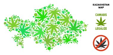Telif ücretsiz kenevir yaprak kompozisyon Kazakistan Haritası