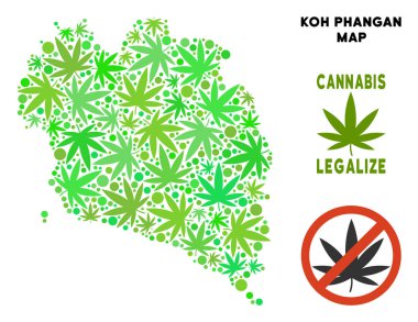 Telif ücretsiz esrar yaprakları stil Koh Phangan Tay ada Haritası