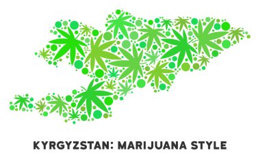 Telif ücretsiz esrar yaprakları mozaik Kırgızistan Haritası