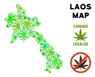 Telif ücretsiz esrar yaprakları kompozisyon Laos Haritası