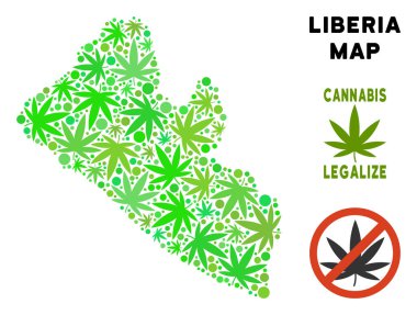Telif ücretsiz esrar yaprakları mozaik Liberya Haritası