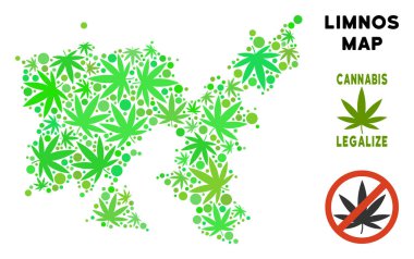 Telif ücretsiz esrar yaprakları stil Limnos Yunan Adası Haritası