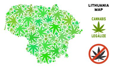 Telif ücretsiz kenevir yaprak kolaj Litvanya Haritası