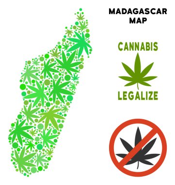 Telif ücretsiz esrar yaprakları mozaik Madagaskar Adası Haritası