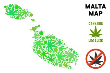 Telif ücretsiz esrar yaprakları kolaj Malta Adası Haritası