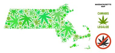 Telif ücretsiz esrar yaprakları kolaj Massachusetts eyalet harita