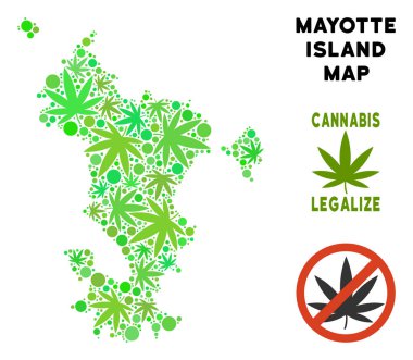 Telif ücretsiz esrar yaprakları mozaik Mayotte Adası Haritası