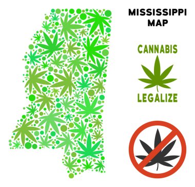 Telif ücretsiz esrar yaprakları stil Mississippi devlet harita