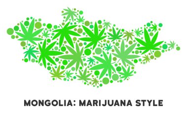 Telif ücretsiz esrar yaprakları stil Moğolistan haritası