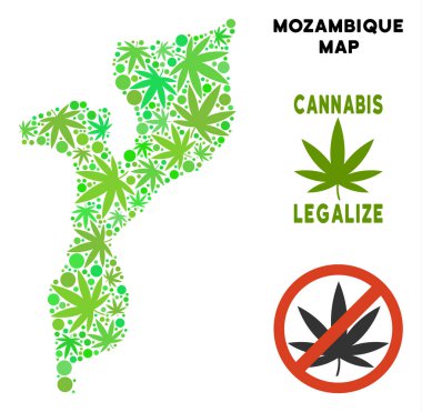 Telif ücretsiz esrar yaprakları kompozisyon Mozambik Haritası