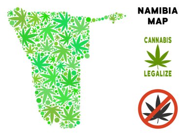 Telif ücretsiz esrar yaprakları mozaik Namibya Haritası