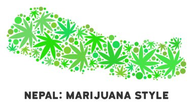 Telif ücretsiz esrar yaprakları stil Nepal Haritası