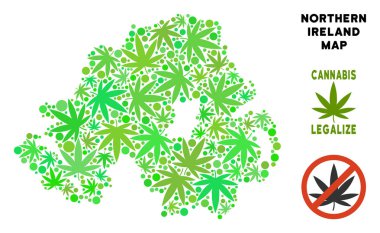 Telif ücretsiz esrar yaprakları kompozisyon Kuzey İrlanda Haritası