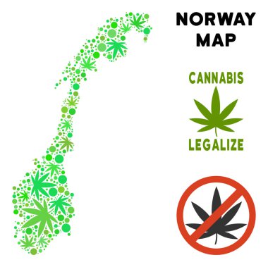 Telif ücretsiz esrar yaprakları kolaj Norveç Haritası