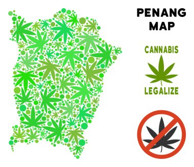 Telif ücretsiz esrar yaprakları kolaj Penang Adası Haritası