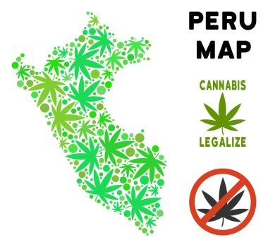 Telif ücretsiz kenevir yaprak mozaik Peru Haritası