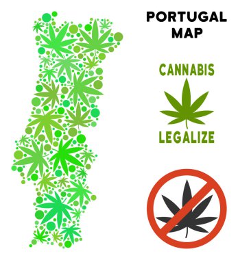 Telif ücretsiz esrar yaprakları mozaik Portekiz Haritası