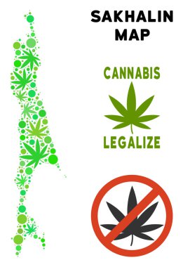 Telif ücretsiz esrar yaprakları kompozisyon Sakhalin Adası Haritası