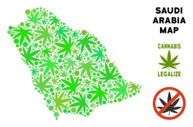 Telif ücretsiz esrar yaprakları kolaj Suudi Arabistan harita