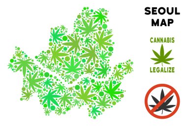 Telif ücretsiz esrar yaprakları mozaik Seoul şehir haritası