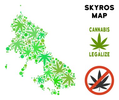 Telif ücretsiz esrar yaprakları stil Skyros Yunan Adası Haritası