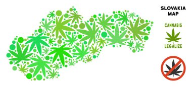 Telif ücretsiz esrar yaprakları mozaik Slovakya Haritası