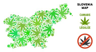 Telif ücretsiz esrar yaprakları kolaj Slovenya harita